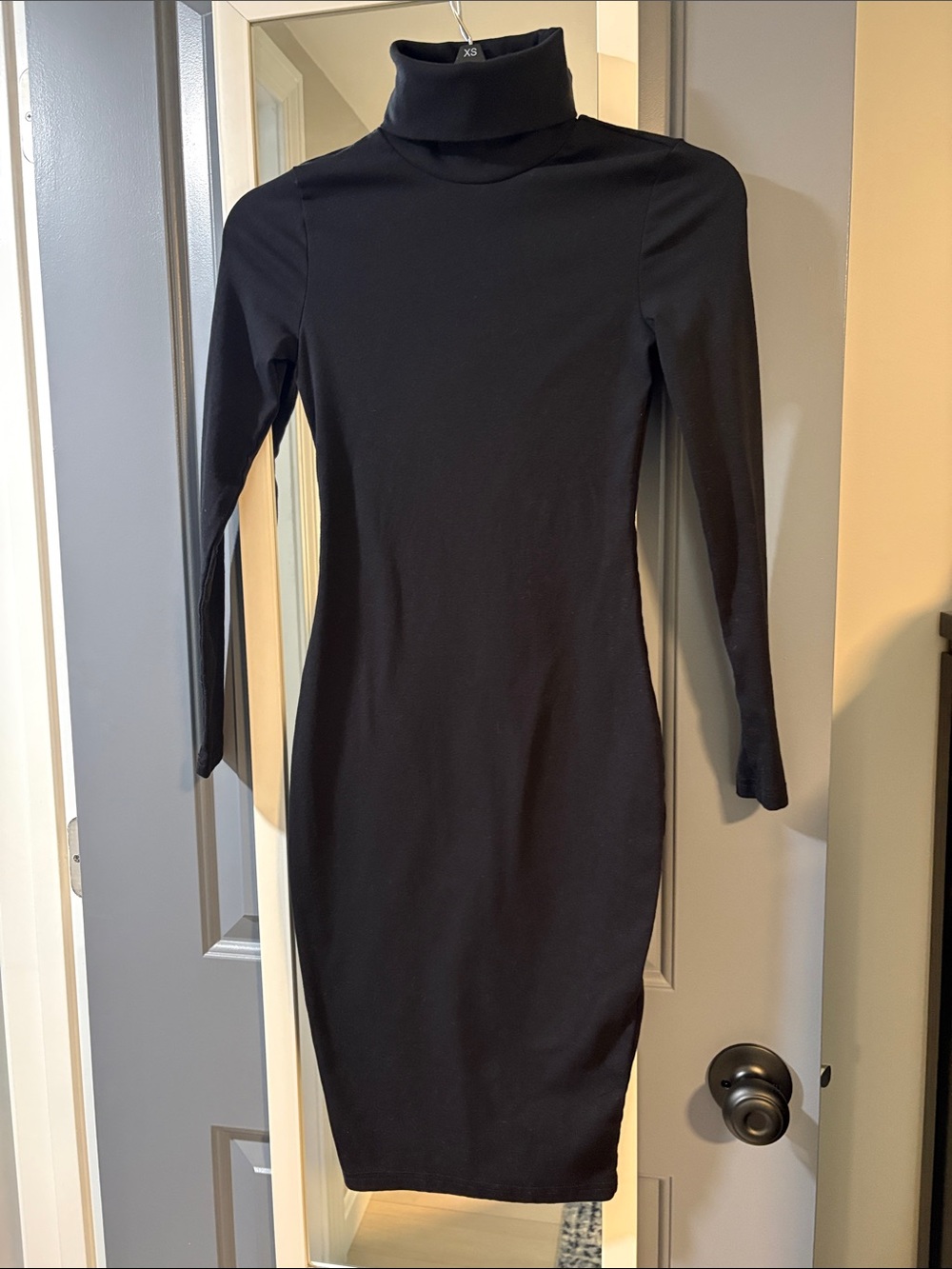 Black Turtleneck Long Sleeve Bodycon Dress